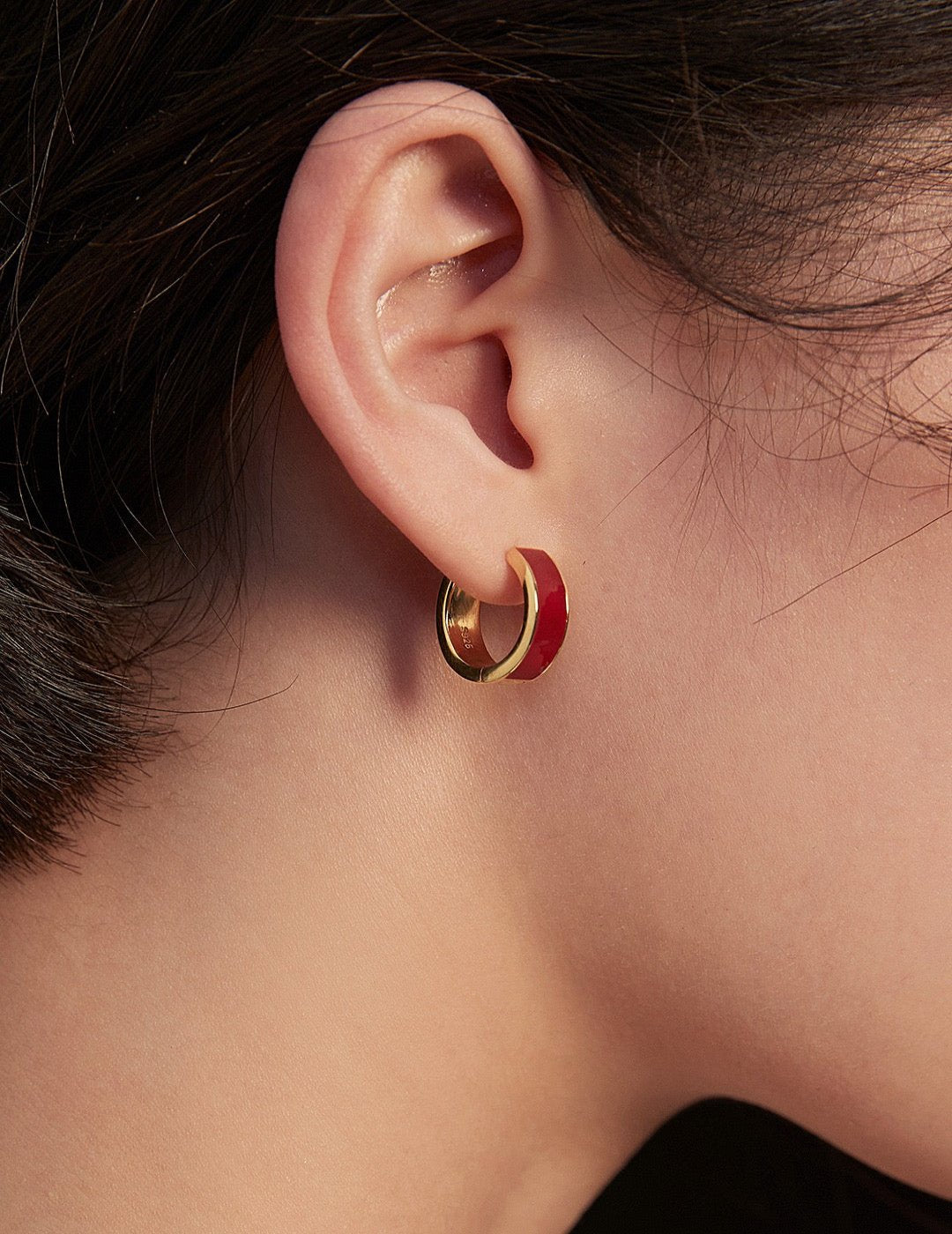 Classic Red Enamel Hoops - Tulum