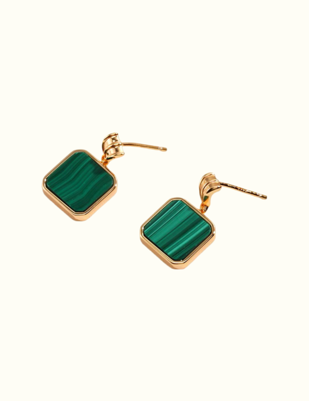 Square Malachite Drop Earrings