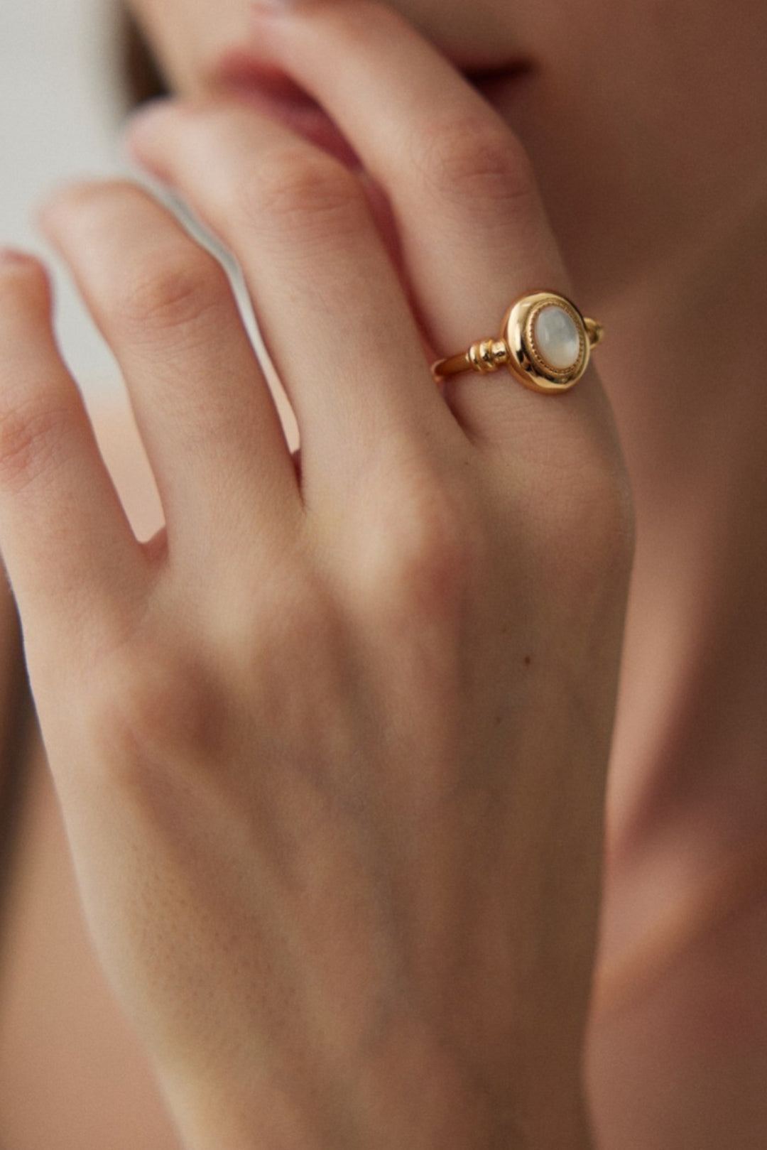 Gold Ring with Mother of Pearl