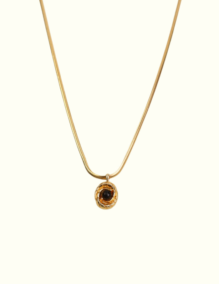 Snake Chain Necklace with Tiger Eye