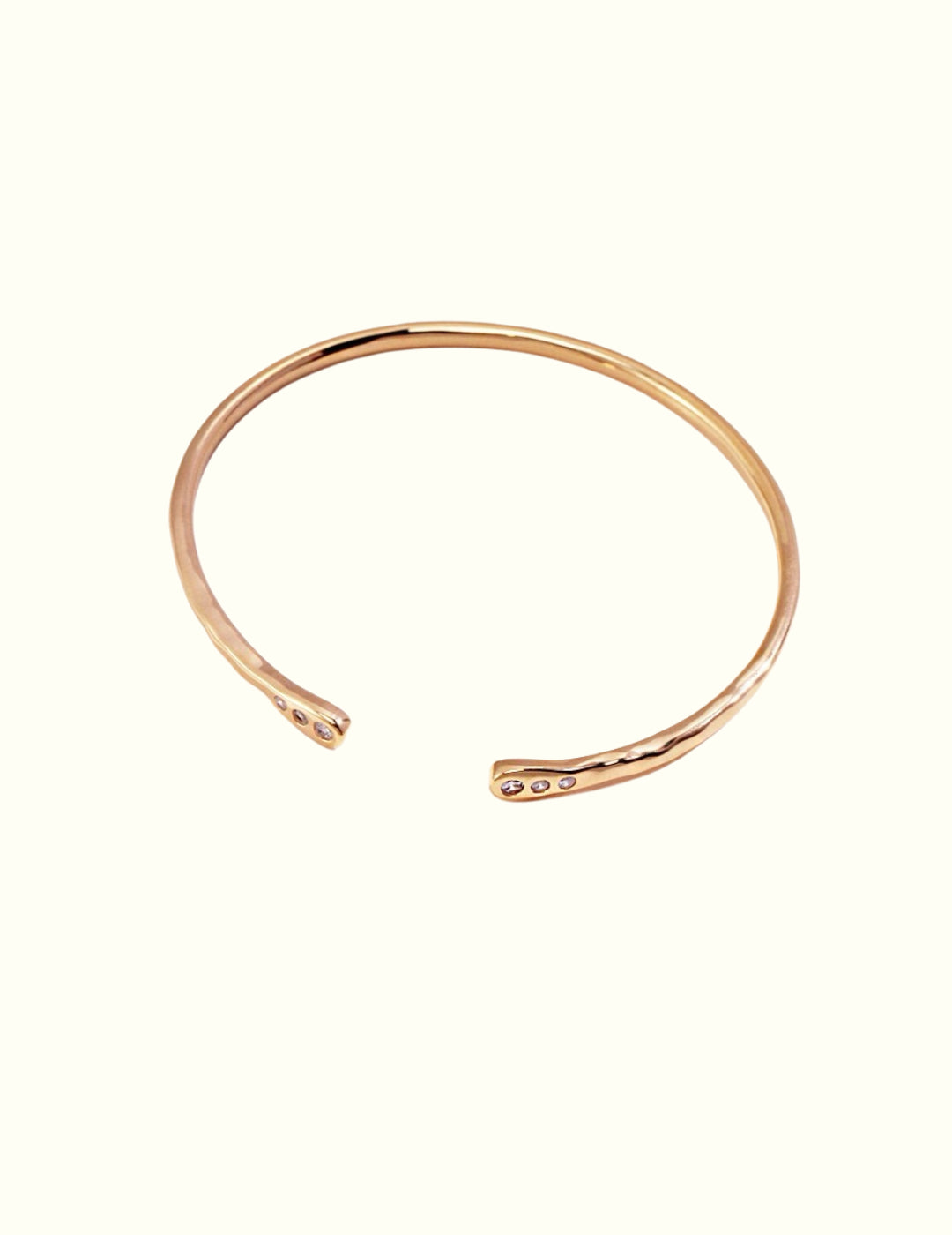 Minimalist Gold Open Bangle with Gemstones