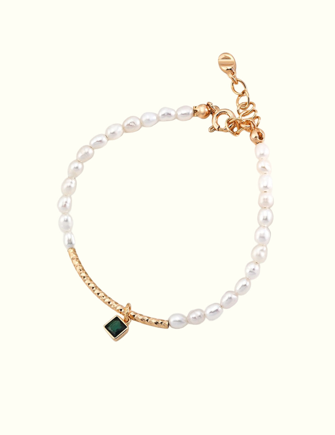 Pearl Bracelet with Green Zirconia