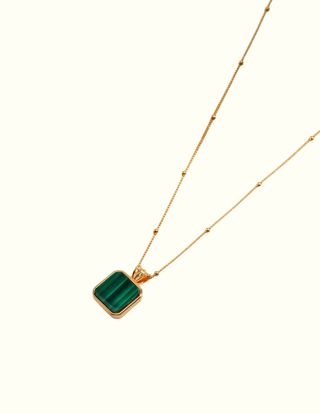 Square Malachite Pendant Necklace